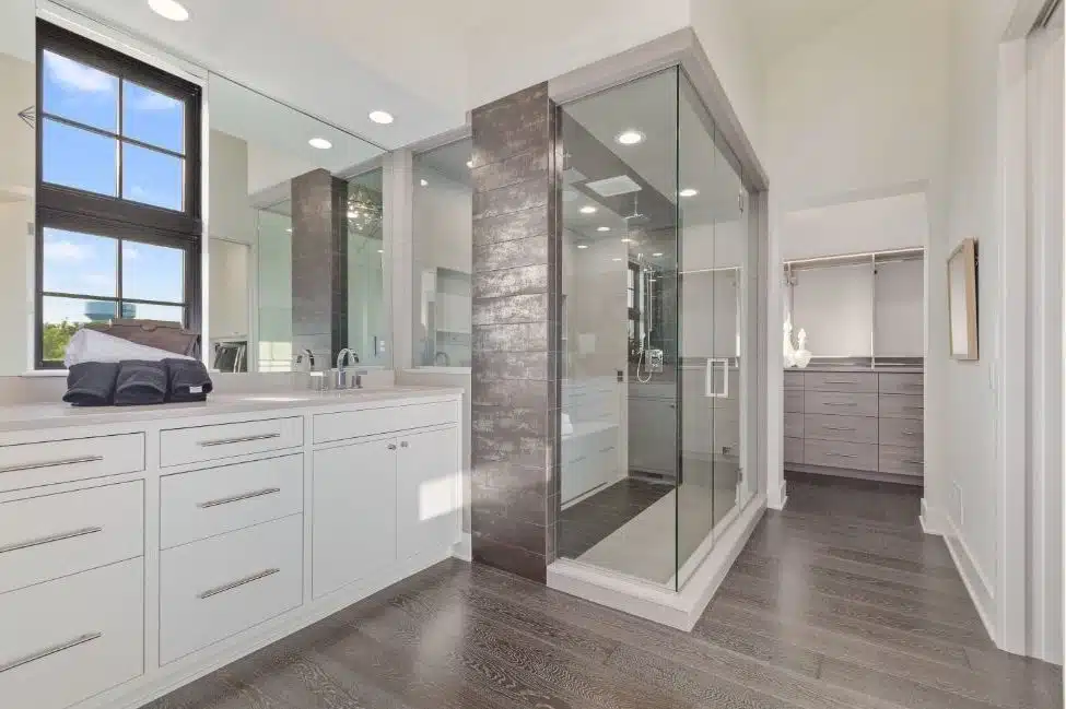A 360 glass walk-in shower.