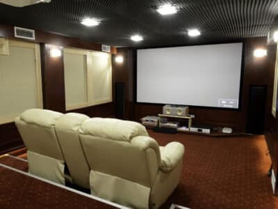 home theater in a basement