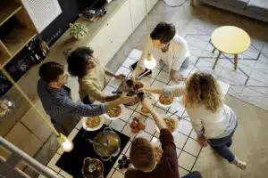 gathering in open kitchen