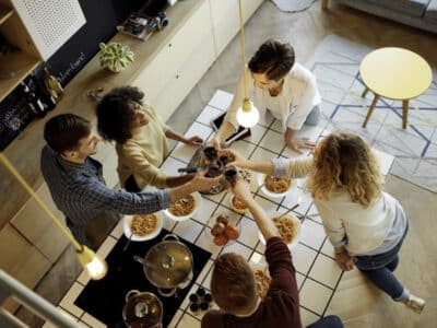 gathering in open kitchen
