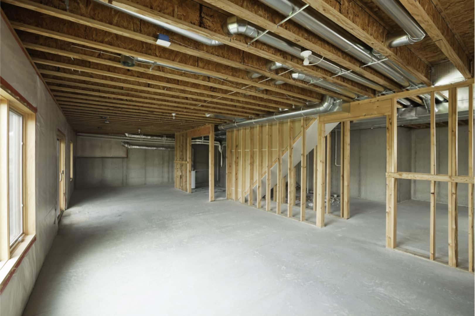 picture of an unfinished basement