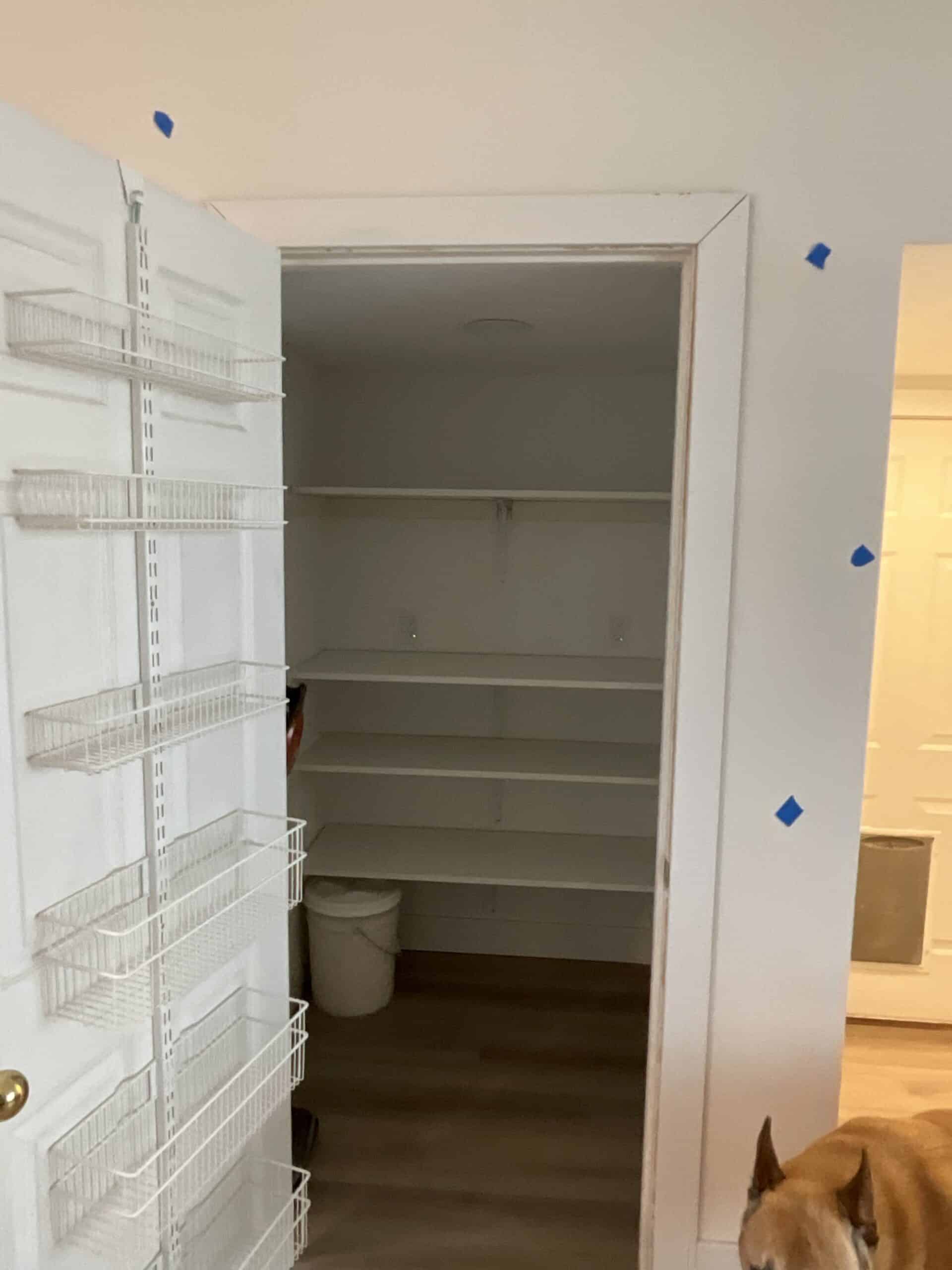 Here is a custom built kitchen pantry add on with plenty of shelf space.