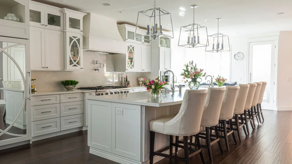 This newly updated kitchen in Utah was designed with whites and cream colors to open up the space. 