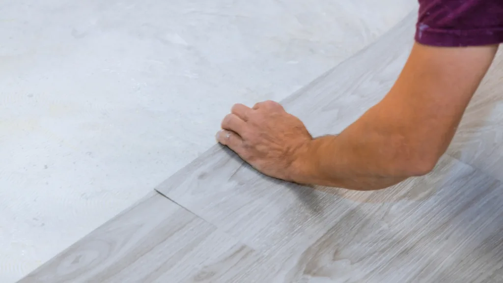Tile installation for a new bathroom renovation.